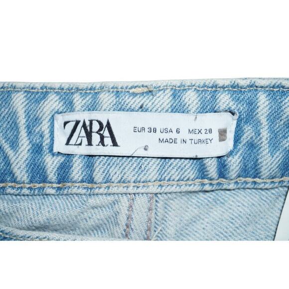 Zara Raw Hem Wide Leg Jeans – Light Wash – Size US 6 / EUR 38 – Made in Turkey - Picture 6 of 6